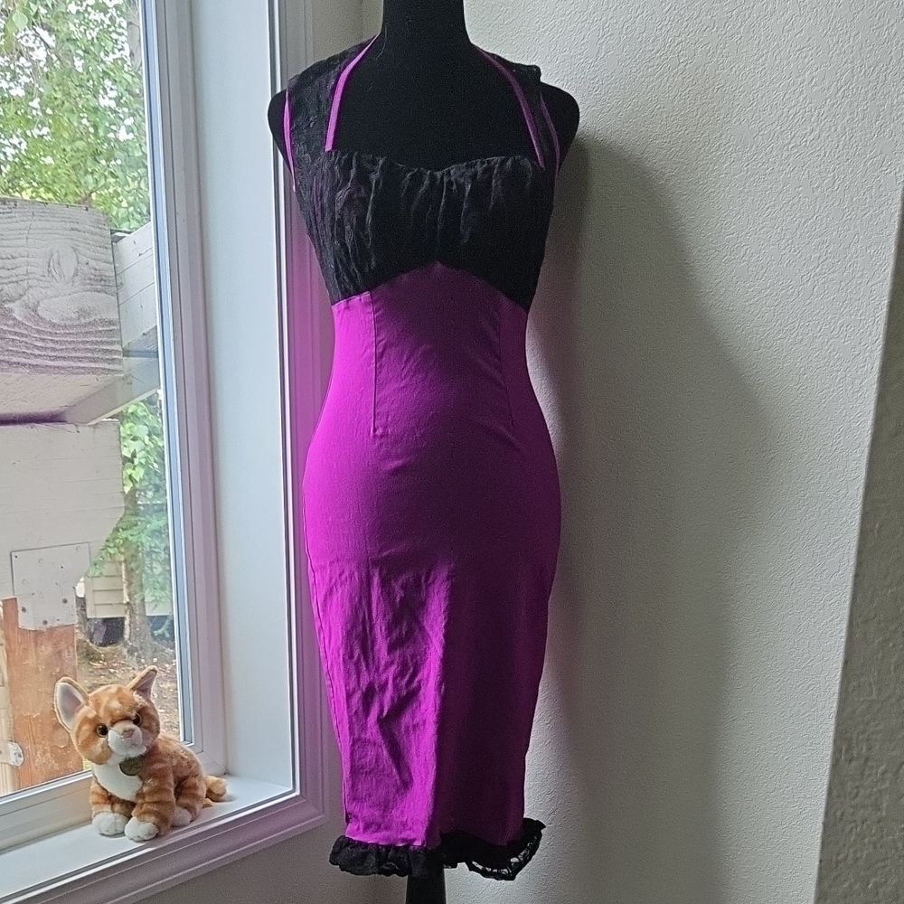 Pinup Couture, Black and Purple Lace Dress